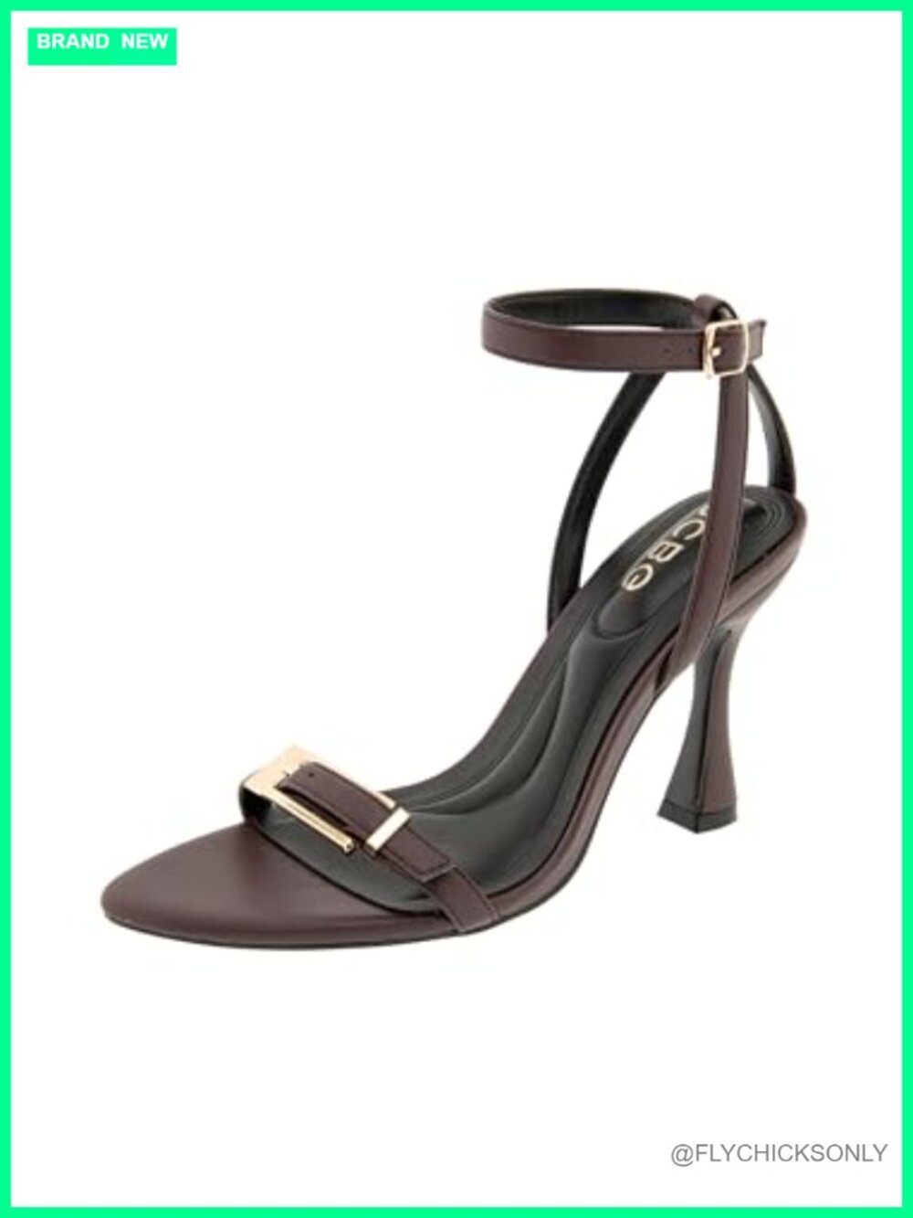 Faux Leather Pointed Toe Heeled Sandals with Buckle Ankle Strap